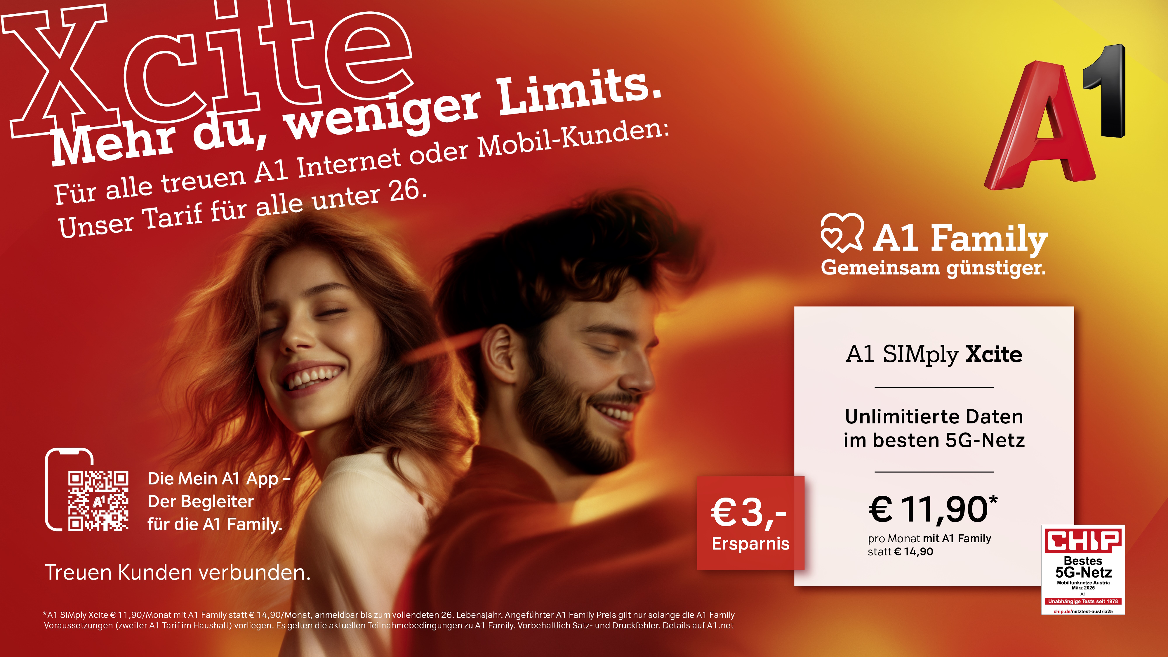 Xcite - Mehr du, weniger Limits. Für alle treuen A1 Internet oder Mobil-Kunden: Unser Tarif für alle unter 26.
